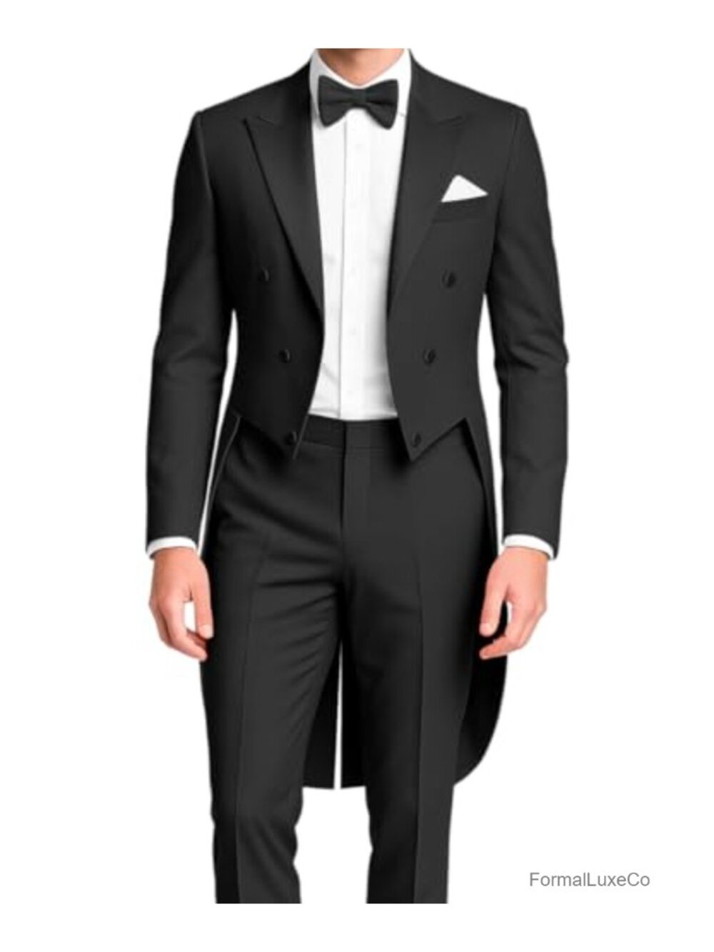 Men's Slim Fit Single Breasted Tailcoat 2 Piece Suit Swallow Tail Wedding